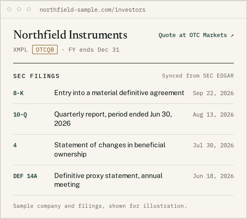 Screenshot: Investor section